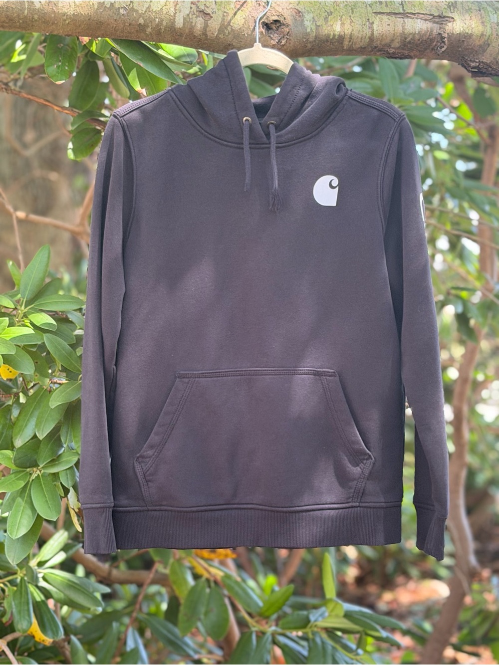 Carhartt Kids Charcoal Black Pullover Hoodie w/ White Logo